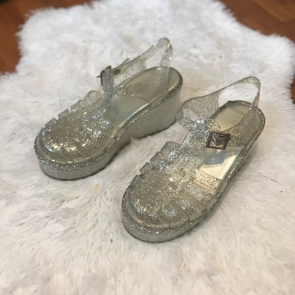 Forever Shoes - RETRO Glitter Jelly Platform Wedge Sandals